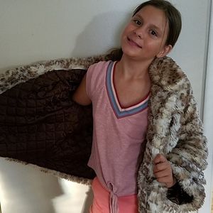 Faux Fur Cheetah Jacket with Rhinestone Buttons